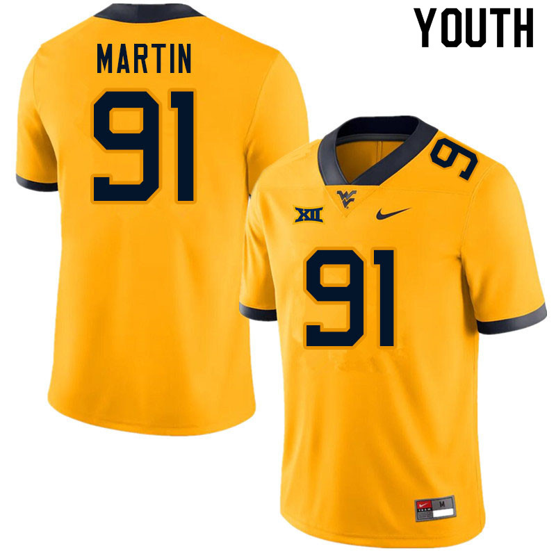 NCAA Youth Sean Martin West Virginia Mountaineers Gold #91 Nike Stitched Football College Authentic Jersey OH23N36BQ